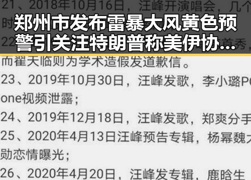 郑州市发布雷暴大风黄色预警引关注 特朗普称美伊协议可能在本周末达成